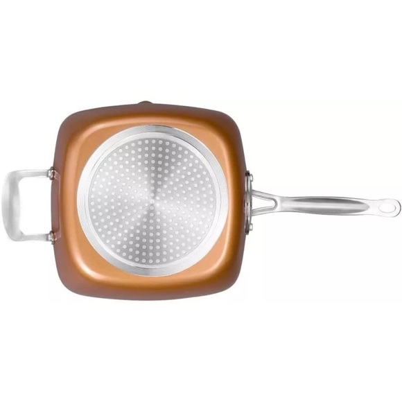 LOVE PAN 9.5 Inch Copper Nonstick Square Deep Fry Pan with Chip Frying Basket... - Picture 2 of 8